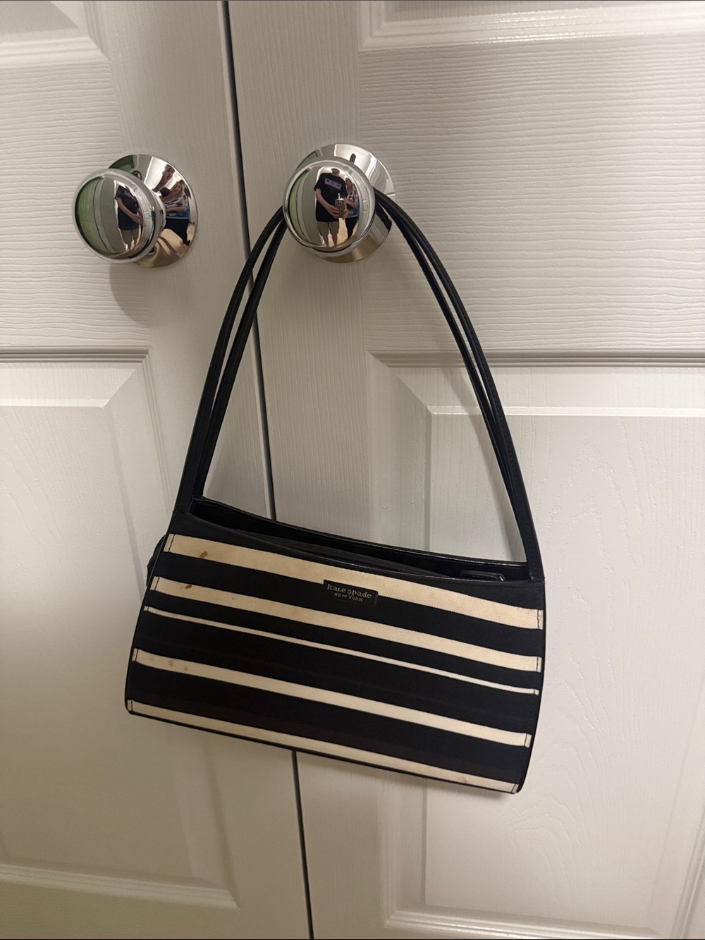 kate spade Black and White Striped Shoulder Bag